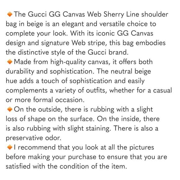 ✨GUCCI Sherry Line Beige Shoulder Bag Gold Hardware Leather | Authentic 1002056✨ - Picture 16 of 16